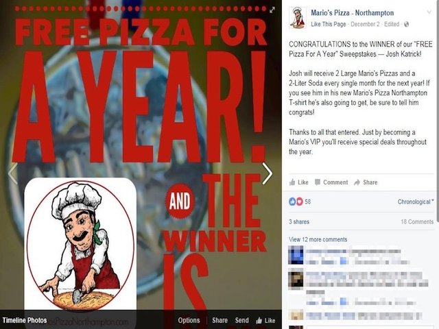 Cancer patient wins a year of free pizza, gives it to food bank